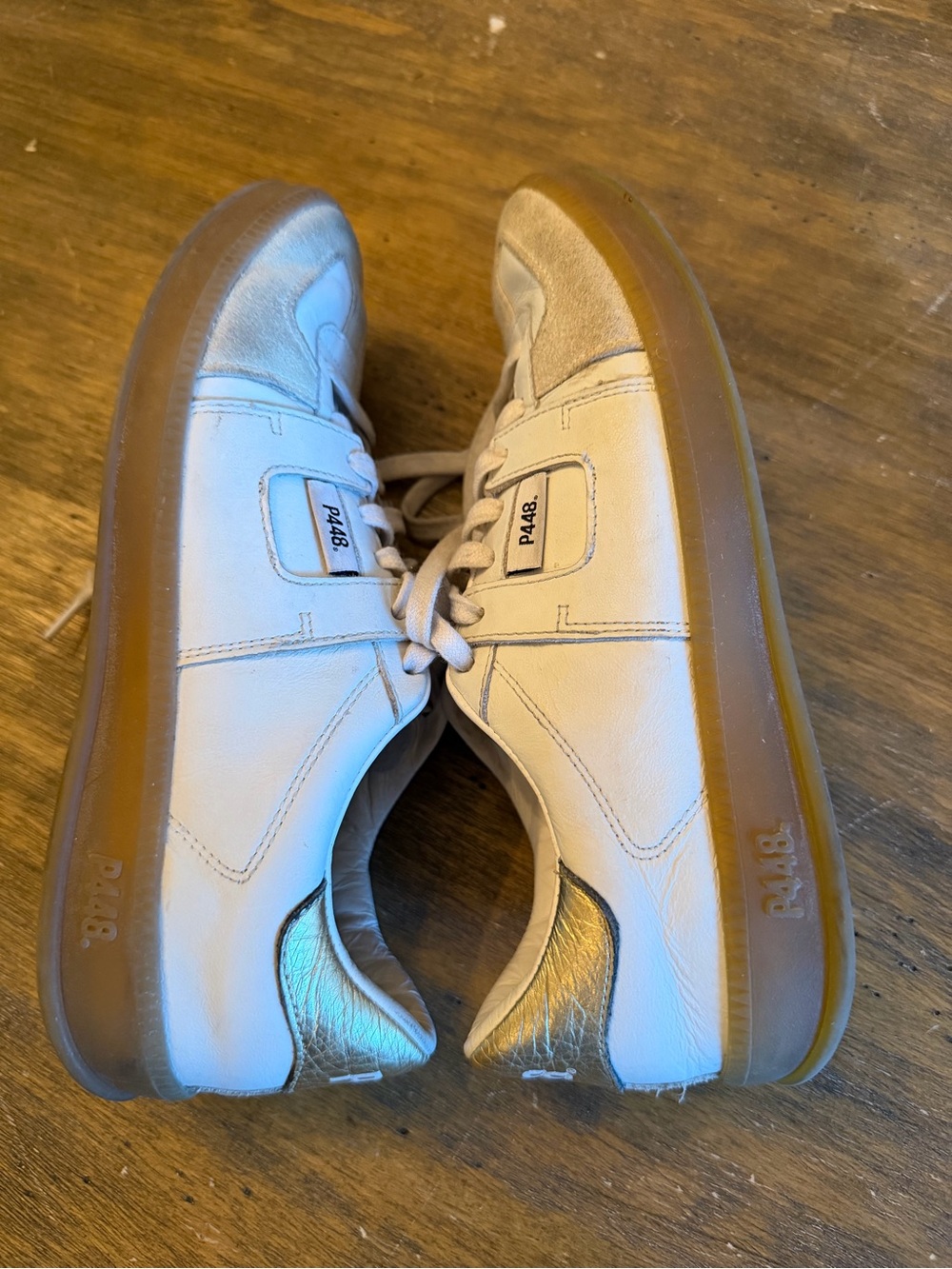 P448 Women’s White Leather Low-Top Sneakers with Gum Sole 38 Italy
